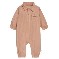 Modern style meets comfort with our delightful romper, made from thick, warm corduroy ideal for cooler weather. Faux wood buttons line the front for a touch of style, while the top two open to allow for easy dressing. Elasticized leg and sleeve openings provide extra flexibility while hidden grippers make the romper perfect for playdates. And when it’s time for cleaning, machine wash and dry makes it easy to keep the romper ready to go all season long. Our essentials have been independently certified with STANDARD 100 by OEKO-TEX® so that you don’t have to worry about harmful substances in your baby’s wardrobe. This pack includes one romper. | Modern Moments™ by Gerber Baby Boys Light Brown Corduroy Romper - 3-6Mo Gerber Baby, Boys Long Sleeve, Long Sleeve Romper, Baby Romper, Light Brown, Toddler Outfits, Simple Dresses, Baby Boy Outfits, Boy Outfits