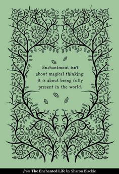 the quote for an enchantment isn't about magical thinking it is about being fully present in the world