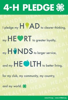 a poster with the words 4 - h pledge on it