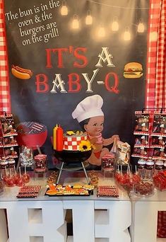 a babyq party with food and decorations