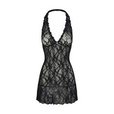 STRETCH LACE HALTER MINI DRESS | ONYX Outfit Soirée, Halter Too, Outfits Jewelry, Fashion Souls, Fancy Fits, Too Hot To Handle, Form Fitting Dress, Halter Mini Dress, Black Lace Dress