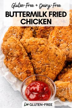 fried chicken with ketchup on the side