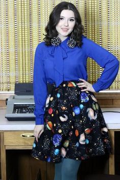 3629 Out of this World A-line Skirt Size 3x Korean Plus Size Fashion, Quirky Dress, 1950s Outfits, Teaching Outfits, Style Goals, Thrifted Outfits, Quirky Fashion, Teacher Style