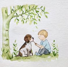 Watercolor, Printable, DIGITAL FILE Boy Doodle, Ar Book, Watercolour Practice, Family Sketch, Anna Claire, Dog Watercolor Painting, Window Illustration, Watercolor Paintings Of Animals, Paintings Easy