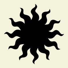 a black and white drawing of a sun