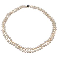 Double Strand Semi-Baroque Pearl Sapphire Necklace | From a unique collection of vintage Multi-Strand Necklaces at https://www.1stdibs.com/jewelry/necklaces/multi-strand-necklaces/. Elizabeth Windsor, Color Crema, Box Clasp, Sapphire Necklace, Multi Strand Necklace, Beautiful Necklace, Dream Jewelry, Baroque Pearls, Multi Strand