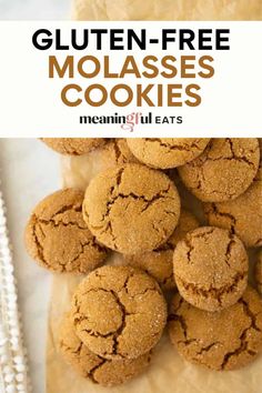 gluten - free molasses cookies with text overlay