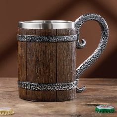 PRICES MAY VARY. 【HIGH QUALITY】Our wooden barrel beer mug adopt food grade material, hygienic and durable. The inner of beer mug is high quality thicken 304 stainless steel, ensure good taste. The outer of beer mug is environmentally friendly resin. 【17oz CAPACITY】Our beer mug is hand-painted by premium pigments, the surface is coated with a protective layer to ensure perfect quality, and polished individually. Hot and cold drinking cup is enough for any beverage, coffee, beer, juice, milk, whis Wooden Cups, Whisky Cocktail, Beer Glassware, Drinking Glass Sets, Beer Cup, Drinking Vessels, Wooden Barrel, Highball Glass, Beer Mugs