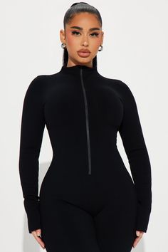 Available In Black And Heather Grey. Long Sleeve Jumpsuit Zip Front High Neck Flare Leg Compression Ribbed Stretch 82% Rayon 18% Spandex Imported | Sabrina Snatched Flare Jumpsuit in Black size XL by Fashion Nova Black Ribbed High Stretch Bodysuit, Black High Stretch Ribbed Bodysuit, Black Ribbed High-stretch Bodysuit, Black Stretch Ribbed Jumpsuits And Rompers, Fitted Black Ribbed Jumpsuit, Ribbed Jumpsuits And Rompers For Night Out, Leg Compression, Flare Jumpsuit, Zip Collar