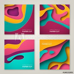 four different abstract paper cut designs