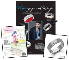 an advertisement for men's engagement rings with two pictures and the same ring on it