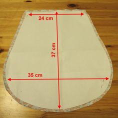 a piece of white paper with red lines on it and the measurements for each piece