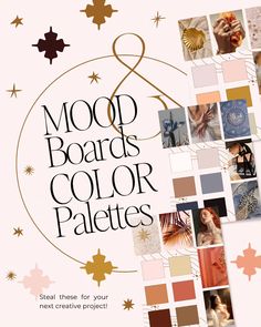 an advertisement for mood boards and color palettes