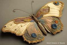 a close up of a butterfly on a table