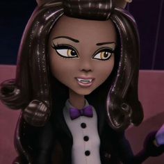 an animated doll wearing a tuxedo and bow tie