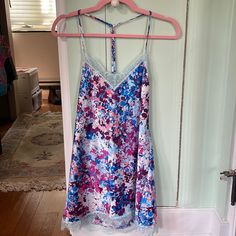 Brand New Never Worn Floral Nightgown Slip Dress From Nordstrom! Size S True To Size In Bloom By Jonquil Brand Multicolor V-neck Sleepwear For Loungewear, Multicolor Summer Nightgown For Sleep, Multicolor Spring Nightgown For Sleep, Spring Multicolor Nightgown For Sleep, Purple Nightgown For Pajama Party In Spring, Spring Purple Nightgown For Pajama Party, Purple Spring Nightgown For Pajama Party, Blue Floral Print Sleepwear, Multicolor Summer Nightgown For Pajama Party