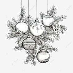 merry christmas sketch style composition with ornaments christmas outline christmas pine christmas Christmas Symbols Illustration, Christmas Card Pencil Drawings, Merry Christmas Drawings Easy, Christmas Ornaments Drawing Design, Christmas Clip Art Black And White, Black And White Christmas Drawings, Christmas Drawing Outline, Christmas Sketch Ideas Pencil, Christmas Decoration Drawing