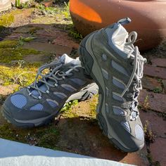 New In Box! Merrell Moab Ventilator Hiking Shoes In Size 8.5 Wide. Style J87762w Never Worn Gray Lace-up Walking Shoes For Outdoor, Gray Low-top Walking Shoes For Outdoor Activities, Gray Lace-up Walking Shoes For Outdoor Activities, Gray Low-top Walking Shoes For Outdoor, Gray Functional Walking Shoes With Round Toe, Functional Gray Walking Shoes With Round Toe, Gray Walking Shoes With Arch Support, Gray Outdoor Sneakers With Ortholite Insole, Gray Ortholite Sneakers For Outdoor