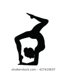 the silhouette of a man doing yoga poses on his handstand and feet up