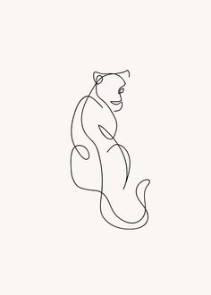 a line drawing of a cat sitting down