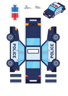 an image of a police car cut out from paper