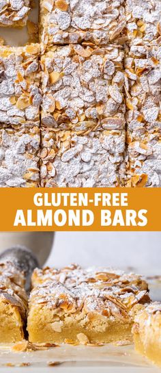 gluten - free almond bars are the perfect dessert to serve at any party