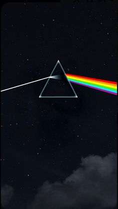 the dark side of the moon with a pink floyd triangle in it's center