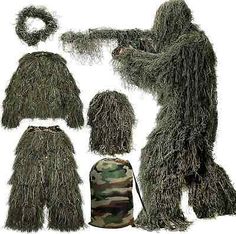 an assortment of camouflage clothing and accessories