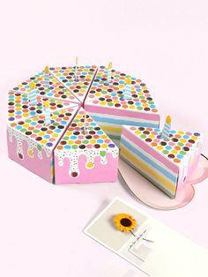 there is a cake that has been cut into pieces