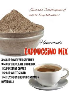 the ingredients for cappuccino mix are shown