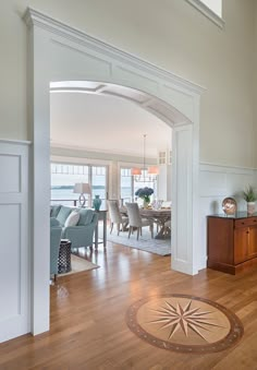 a living room filled with furniture and a wooden floor