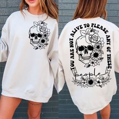 Graphic Tee Svg Free, Sarcastic Aesthetic, Svg Shirt Ideas, Floral Skeleton, Skeleton Png, Halloween Floral, Png Flower, Skull Svg, Cute Shirt Designs