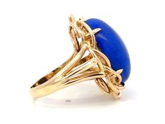 Ring Specifications:Metal: 14k Yellow GoldTotal Weight: 11.0 GramsGemstone: Lapis LazuliLapis Lazuli Measurements: ~20.4 mm x 15 mm x 7.1 mmRing Size: 6.25 (resizable)Stamped: "14K"Condition: Preowned, excellent100% Authentic. Please ask all questions before bidding or making a best offer. International Bidders please contact us before bidding for shipping availability and charges. Elegant Blue Oval Cabochon Signet Ring, Oval Dome Ring With Gemstone In 14k Gold, Oval Blue Signet Ring In 14k Gold, Blue Opal Ring In 14k Gold For Formal Occasions, Blue 14k Gold Oval Cabochon Rings, 14k Gold Blue Oval Cabochon Rings, Formal Blue Oval Cabochon Ring, Oval Blue Opal Ring In 14k Gold, Blue Oval Dome Ring For Formal Occasions