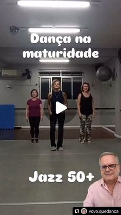 a group of people are standing in an indoor area with the caption dance no maturifiade jazz 50 +