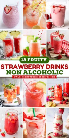 Craving a refreshing and flavorful summertime mocktail? Look no further than this collection of strawberry drinks non alcoholic! Simple Drinks Nonalcoholic, Berry Drinks Non Alcoholic, Healthy Refreshing Drinks Recipes, Fun Party Drinks Non Alcoholic, Non Alcoholic Frozen Drinks, Strawberry Mocktail Non Alcoholic, Strawberry Drinks Non Alcoholic, Mocktails Non Alcoholic Easy, Strawberry Mocktail Recipe