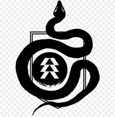 a black and white snake with an arrow in the middle