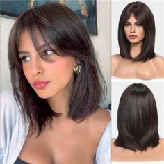 50+ Awesome Black Cherry Hair Color Ideas for 2024 Shoulder Length Hairdos, Short Brown Hair, Shoulder Length Hair Cuts, Haircuts Straight Hair, Short Hair With Bangs, Dark Brown Hair, Shoulder Length Hair, Medium Length Hair Cuts, Shoulder Length