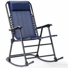 a blue rocking chair on a white background