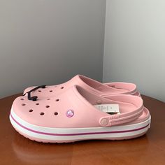 Brand New With Tags Attached Men Size 12 Cute Pink Crocs, Fuzzy Crocs, Wag Dr, Crocs Flip Flops, Blue Crocs, Crocs Pink, Pink Ballet Flats, Pink Crocs, Rubber Clogs