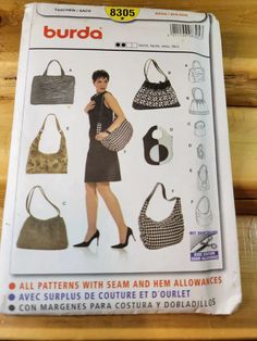 Burda 8305 UNCUT Sewing Pattern Tote Bags New w/Pattern Pieces and Instructions 4011199083053 | eBay Easy Bag, Burda Sewing Patterns, Purse Sewing Patterns, Sewing Purses, Hobo Style, Pattern Library, Purse Patterns, Tote Bag Pattern, Simple Bags