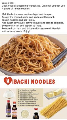 the instructions for how to make pasta with noodles and sauces are shown in this poster