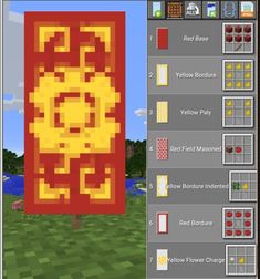 an image of a screen shot of a banner in minecraft with the colors yellow and red