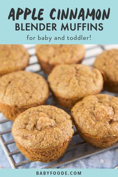 apple cinnamon blender muffins for baby and toddler on a cooling rack