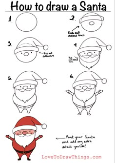 how to draw santa claus for christmas with easy steps and fun drawing instructions, step by step