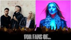 the band for fans of music is shown in three different photos, one with blue and pink hair