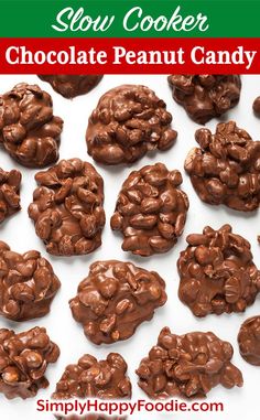 chocolate cookies are arranged on a white surface and have been cut into pieces to look like clusters