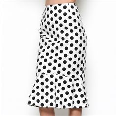 Polka Dot Ruffle Hem Skirt Elegant Polka Dot Summer Skirt, Polka Dot Bottoms For Spring Party, Elegant Polka Dot Skirt For Summer, Elegant Polka Dot Skirt For Spring, Polka Dot Party Bottoms For Spring, Polka Dot Tiered Skirt For Spring, Polka Dot Party Skirt With Ruffles, Chic Polka Dot Summer Skirt, Fitted Polka Dot Summer Bottoms