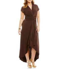 product image Elegant Half Sleeve Maxi Dress For Fall, Chic Fitted Half Sleeve Maxi Dress, Chic Fitted Maxi Dress With Half Sleeves, Knit Tie, Maxi Wrap Dress, Dillard's, Flutter Sleeves, Plus Size Clothing, Flutter Sleeve