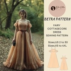 Patron de robe Fairy Cottagecore, robe Renaissance, robe de bal, robe longue, robe de bal, robe de bal, robe vintage, disponible en téléchargement immédiat (pdf) dans un lot de patrons de couture avec une gamme d'options de tailles, y compris des tailles plus Tailles US : 2, 4, 6, 8, 10, 12, 14, 16, 18, 20, 22, 24, 26, 28, 30 Tailles standard : TP, S, M, L, TG, 2TG, 3TG, 4TG Ces motifs conviennent aux papiers de format A4, A0 et US Letter. ⭐Une fois votre paiement traité, vous recevrez automatiq Ballgown Sewing Pattern, Princess Dress Sewing Patterns, Prom Dress Pattern Sewing, Fantasy Dress Pattern, Diy Fairy Dress, Cottagecore Sewing Pattern, Prom Dress Sewing Pattern, Cottagecore Dress Pattern, Bridesmaid Dress Pattern