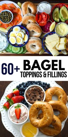 bagel toppings and fillings on a white plate